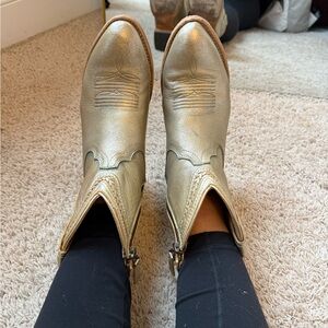Gold short cowboy boots